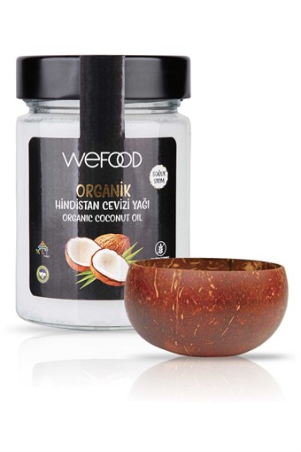 Wefood Organik Hindistan Cevizi Yağı 300 ml + Klasik Jumbo Hindistan Cevizi Kasesi